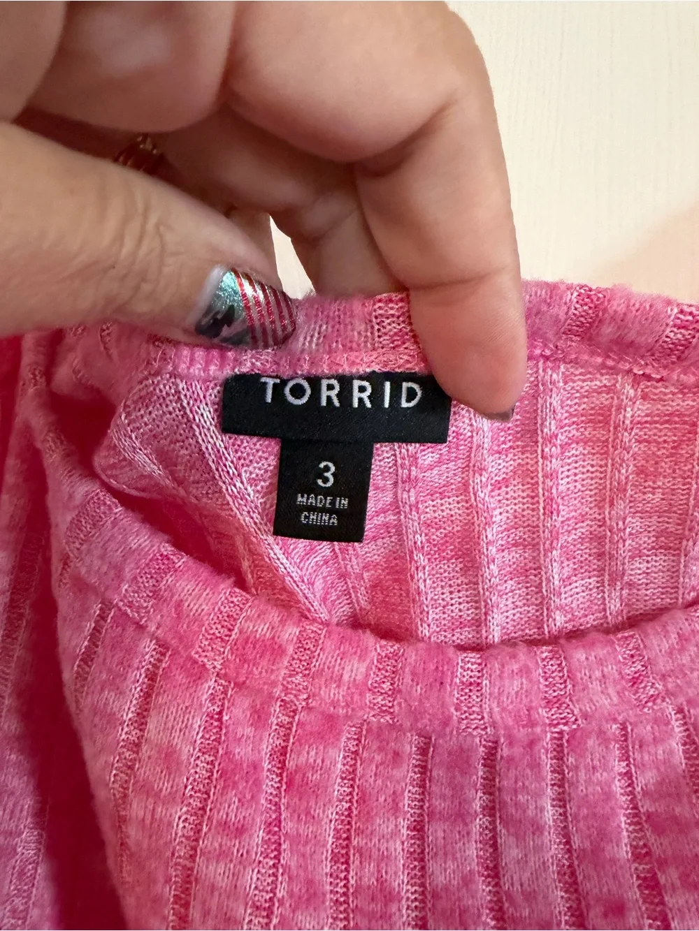 Torrid Pink Ribbed Off-the-Shoulder Sweater